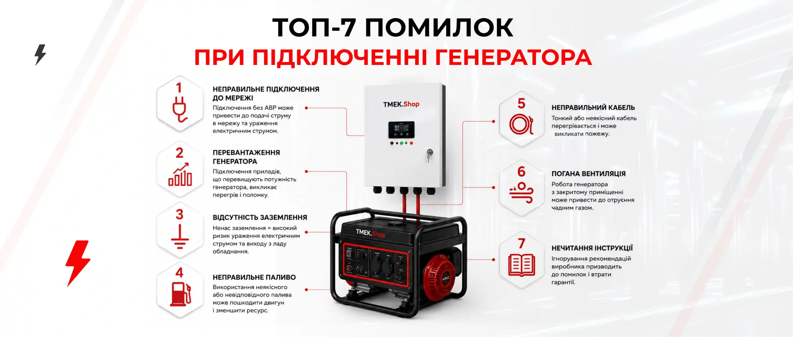 ТОП-7 помилок при підключенні генератора